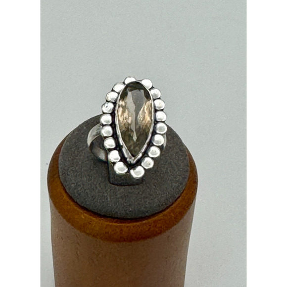 Smoky Quartz Stone Estate Ring .925 Stone Sz 6.5 4.44 Grams - 1" - Picture 2 of 2